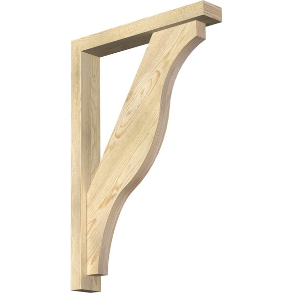 Ekena Millwork Funston Block Rough Sawn Bracket w/ Offset Brace, Douglas Fir, 4"W x 24"D x 36"H BKT0402X24X36FST05RDF - main